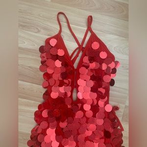 Red Sequin Flapper Dress